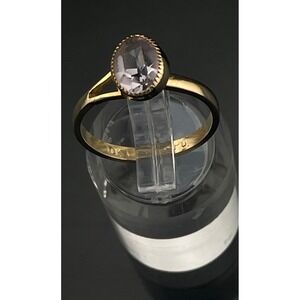 Vintage ESPO 10K Gold Filled Adjustable Pale Pink Lilac Glass Solitaire Ring